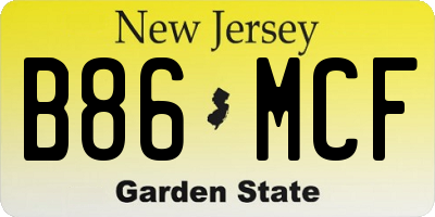 NJ license plate B86MCF