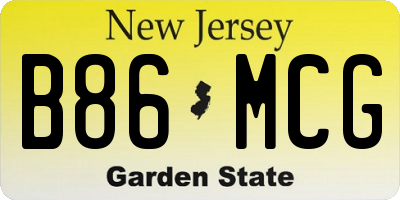 NJ license plate B86MCG