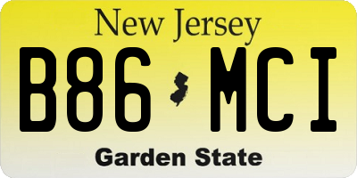 NJ license plate B86MCI
