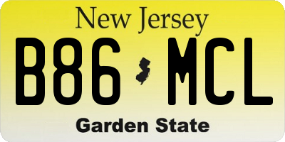 NJ license plate B86MCL