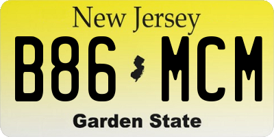 NJ license plate B86MCM