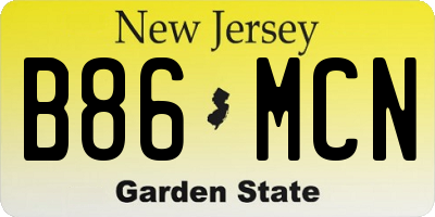 NJ license plate B86MCN