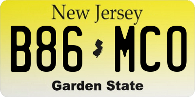 NJ license plate B86MCO