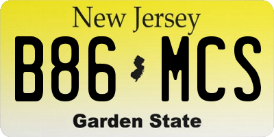 NJ license plate B86MCS