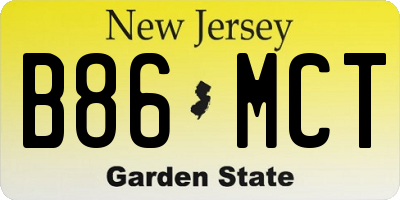 NJ license plate B86MCT