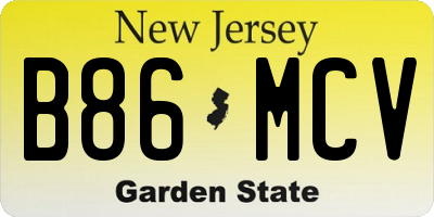 NJ license plate B86MCV