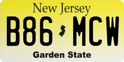 NJ license plate B86MCW