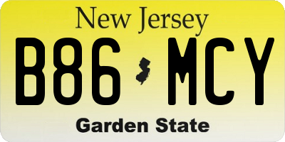 NJ license plate B86MCY