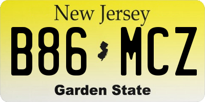 NJ license plate B86MCZ