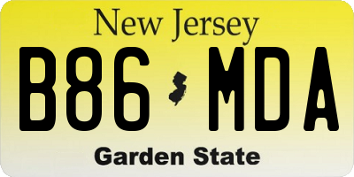 NJ license plate B86MDA