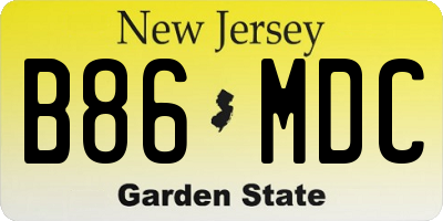 NJ license plate B86MDC