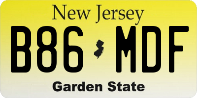 NJ license plate B86MDF