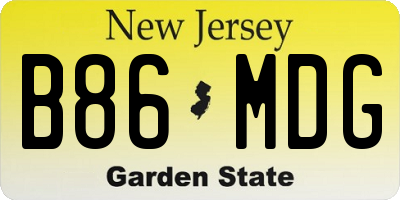 NJ license plate B86MDG