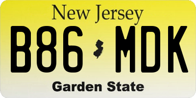 NJ license plate B86MDK