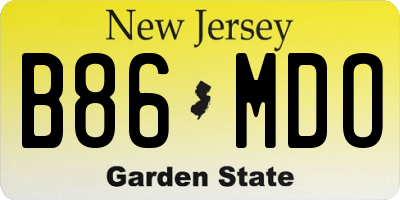 NJ license plate B86MDO