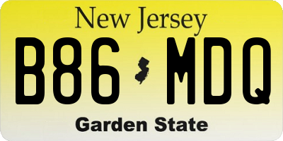 NJ license plate B86MDQ