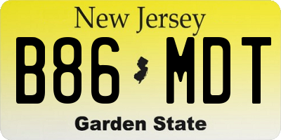 NJ license plate B86MDT