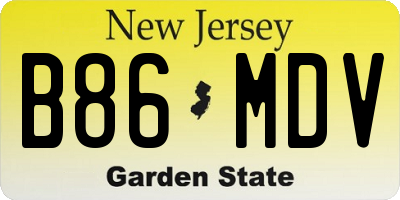 NJ license plate B86MDV