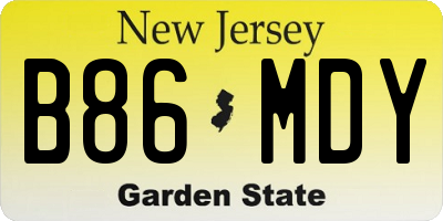NJ license plate B86MDY