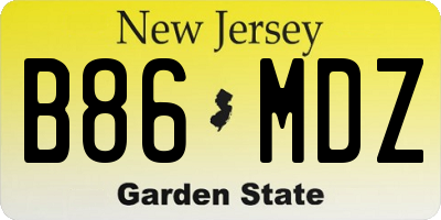 NJ license plate B86MDZ
