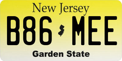 NJ license plate B86MEE