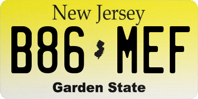 NJ license plate B86MEF