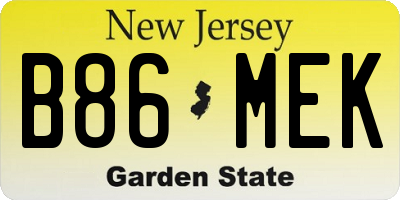 NJ license plate B86MEK