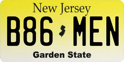 NJ license plate B86MEN