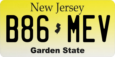 NJ license plate B86MEV