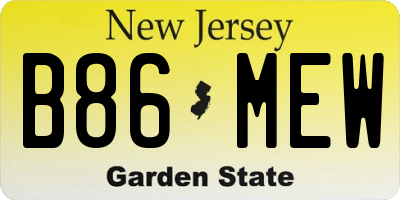 NJ license plate B86MEW