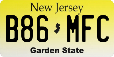 NJ license plate B86MFC