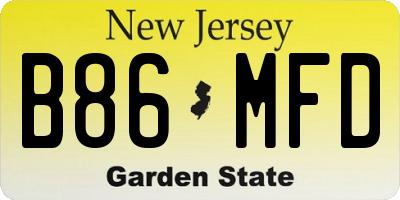 NJ license plate B86MFD