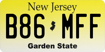 NJ license plate B86MFF