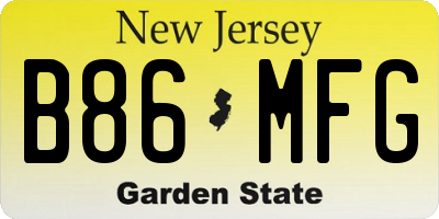 NJ license plate B86MFG