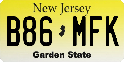 NJ license plate B86MFK