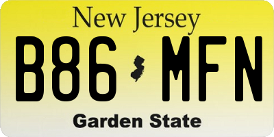 NJ license plate B86MFN