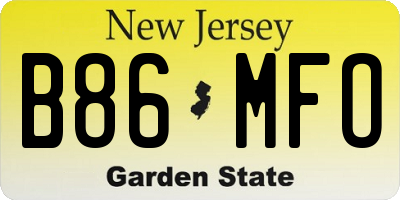 NJ license plate B86MFO