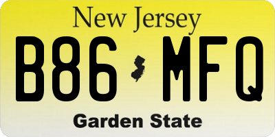 NJ license plate B86MFQ