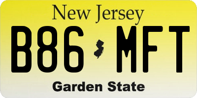 NJ license plate B86MFT