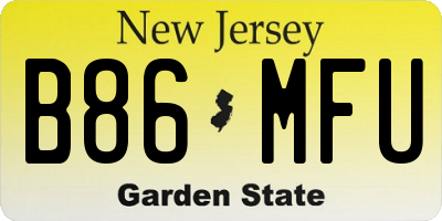 NJ license plate B86MFU