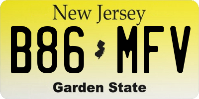 NJ license plate B86MFV