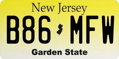 NJ license plate B86MFW