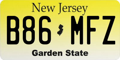 NJ license plate B86MFZ