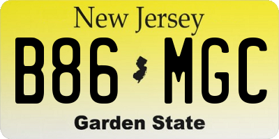 NJ license plate B86MGC