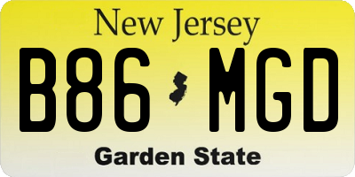 NJ license plate B86MGD