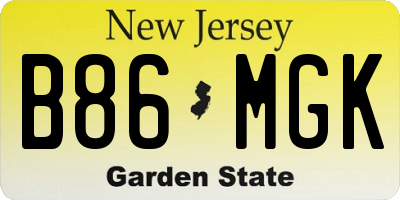 NJ license plate B86MGK