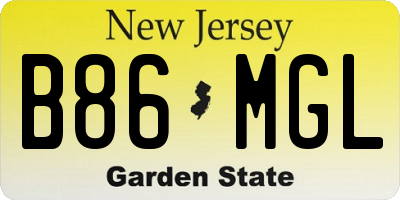 NJ license plate B86MGL