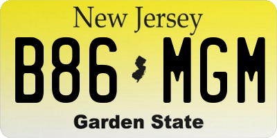 NJ license plate B86MGM