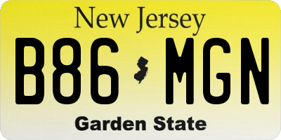 NJ license plate B86MGN