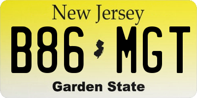 NJ license plate B86MGT